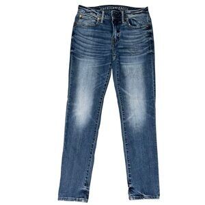 American Eagle Women’s Jeans SZ 29/28 Wed Blue Fading Vintage Skinny Whiskering